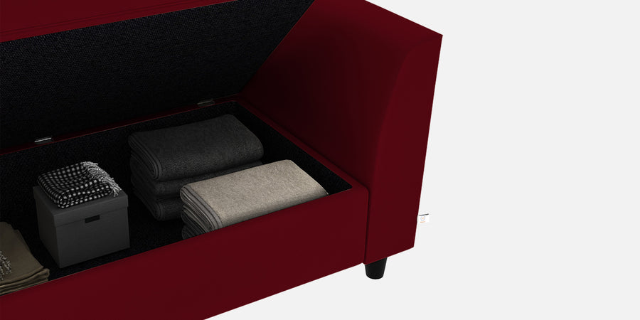 Bristo Velvet 2 Seater Sofa In Cherry Red Colour With Storage - Febonic Living