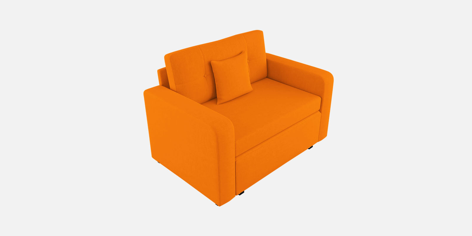 Rocky Fabric 2 Seater Pull Out Sofa Cum Bed In Vivid Orange Colour With Storage