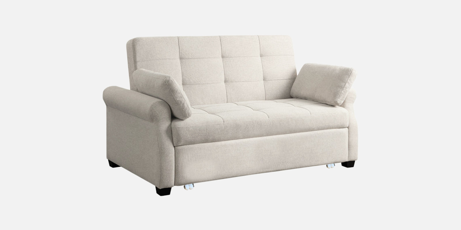 Fornia Fabric 2 Seater Pull Out Sofa Cum Bed In Ivory Cream Colour