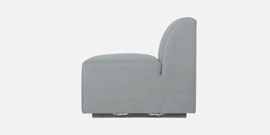 Bufa Velvet Rhs Sectional Sofa In Pearl Grey Colour With Ottoman - Febonic Living