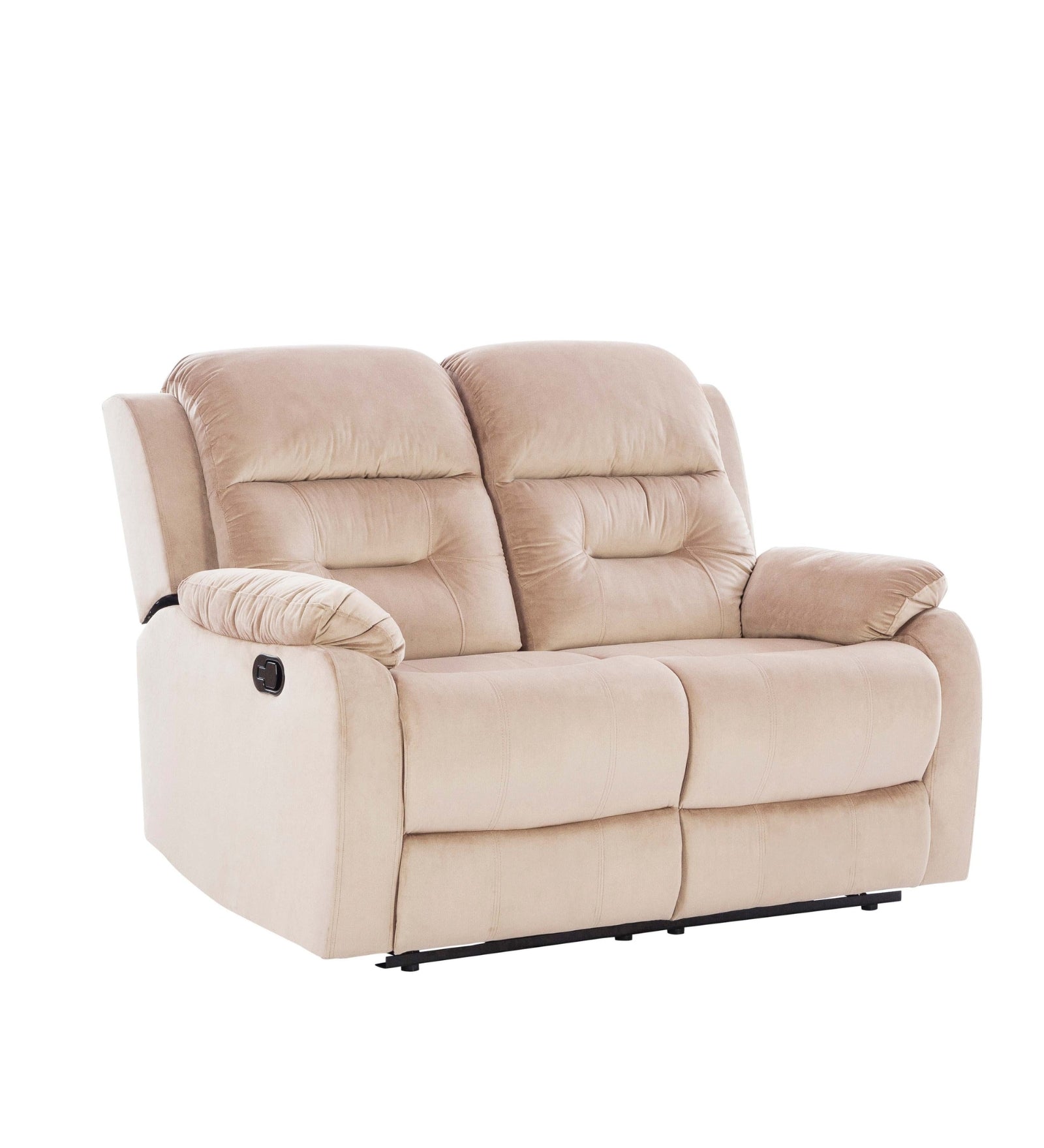 Texas Velvet 2 Seater Manual Recliner In Camel Beige Colour