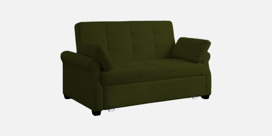 Fornia Fabric 3 Seater Pull Out Sofa Cum Bed In Olive Green Colour - Febonic Living