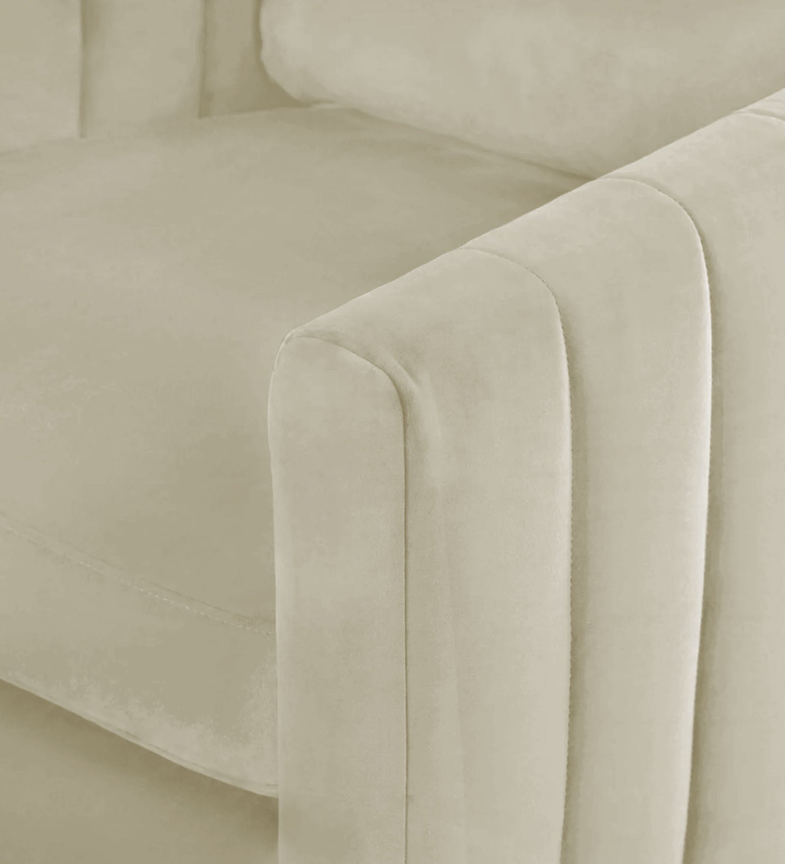 Haru Velvet 1 Seater Sofa in Warm White Colour