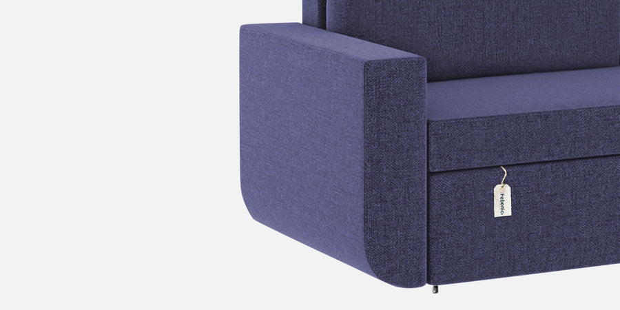 Grace Fabric 3 Seater Pull Out Sofa Cum Bed In Slate Blue Colour With Storage - Febonic Living