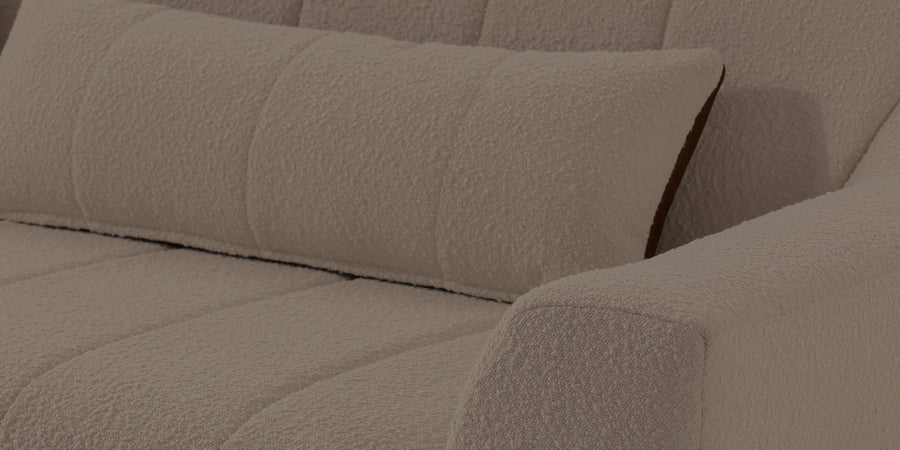 Nesco Boucle Fabric 2 Seater Sofa In Cement Beige Colour - Febonic Living