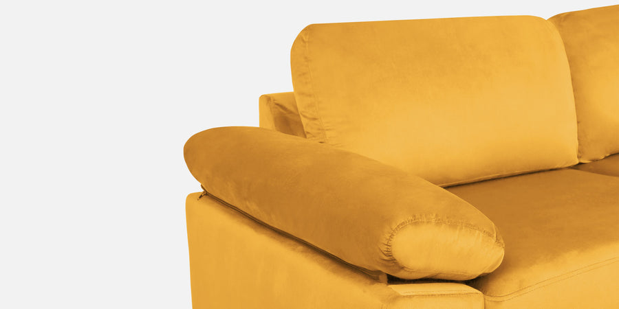 Vegas Velvet Rhs Sectional Sofa 3 Lounger In Turmeric Yellow Colour - Febonic Living
