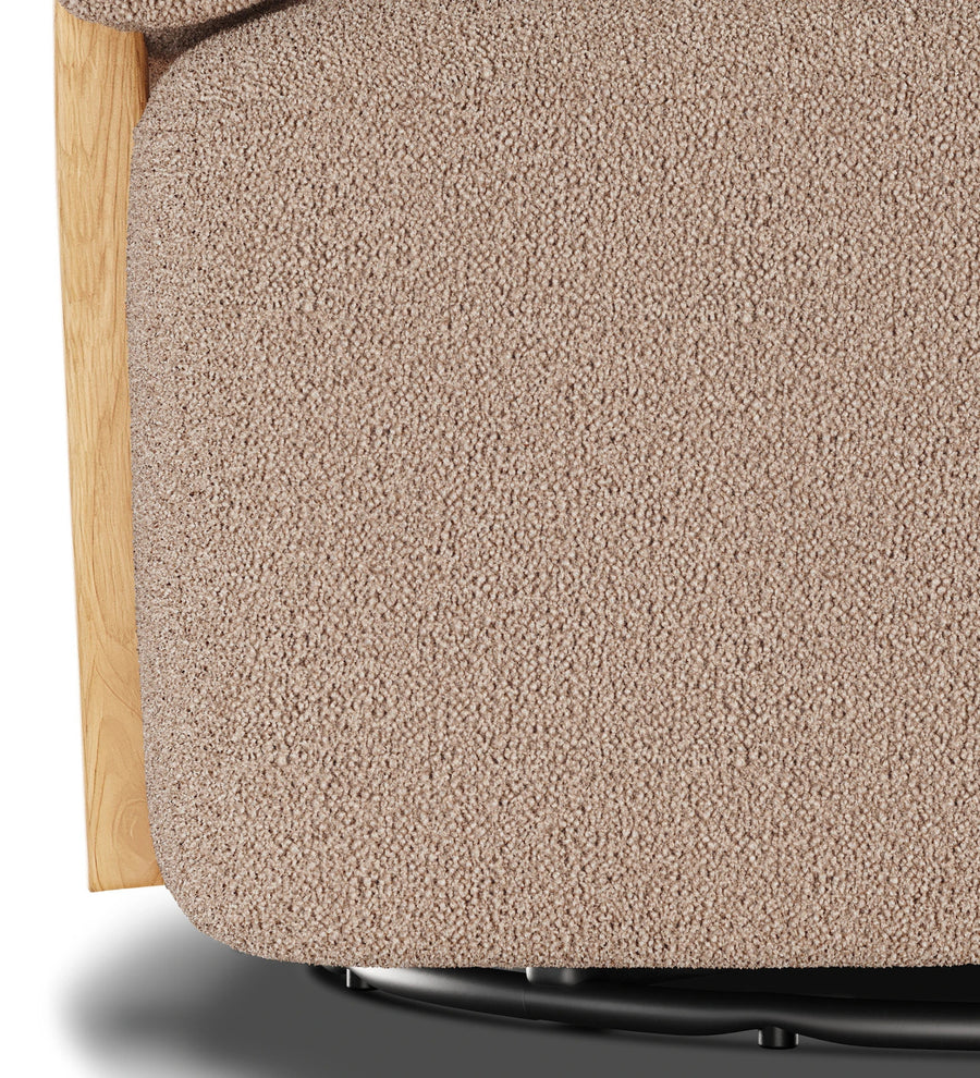 Simba Boucle Fabric Swivel Chair In Mushroom Beige Colour - Febonic Living