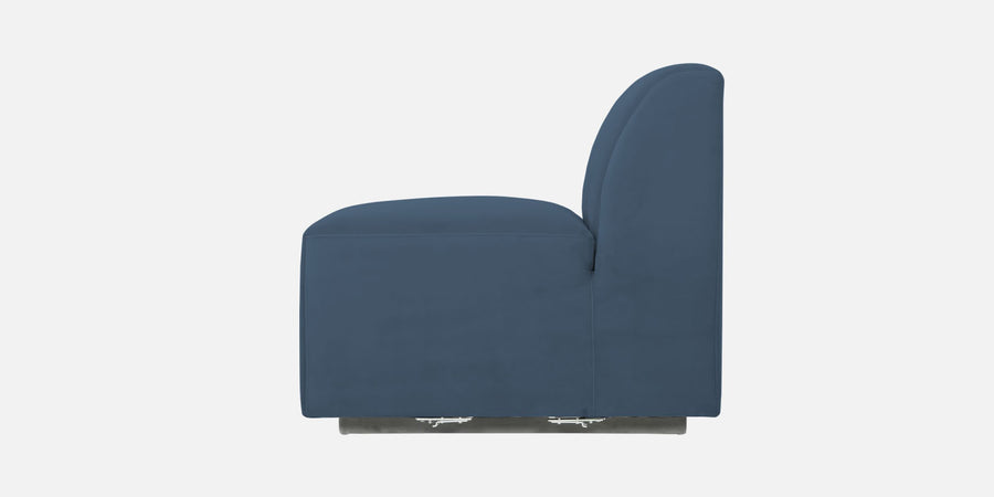Bufa Velvet Rhs Sectional Sofa In Oxford Blue Colour With Ottoman - Febonic Living