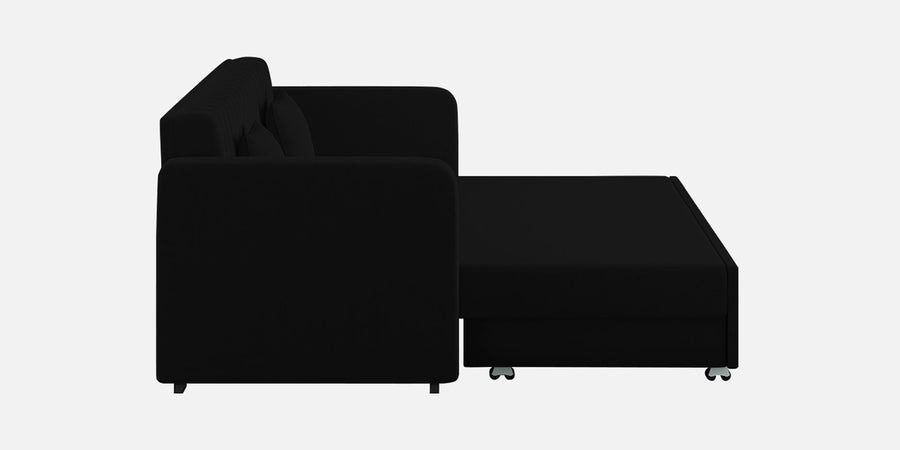 Calra Fabric 3 Seater Pull Out Sofa Cum Bed In Zed Black Colour With Storage - Febonic Living