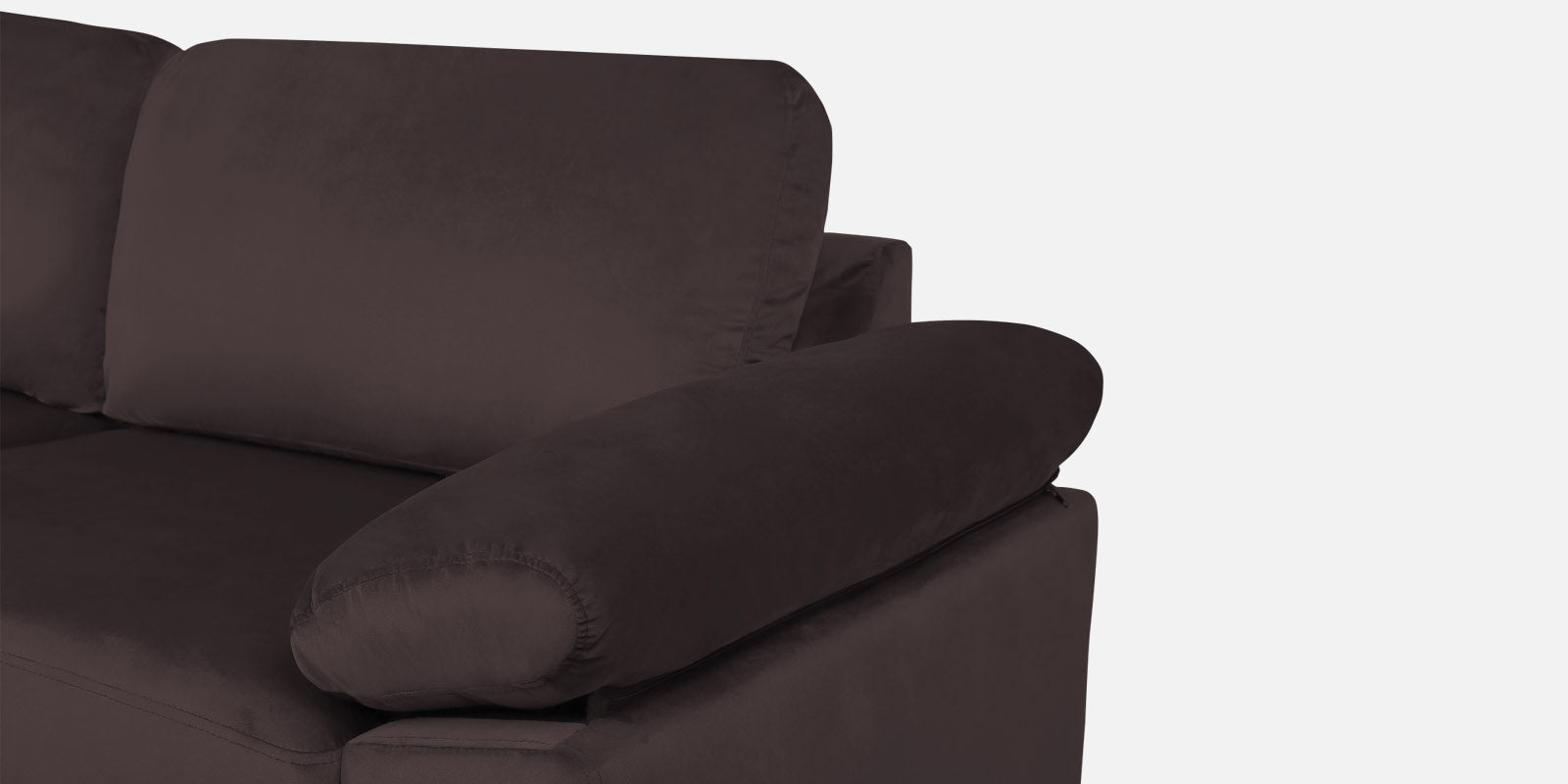 Vegas Velvet LHS Sectional Sofa (3+Lounger) In Mocha Brown Colour