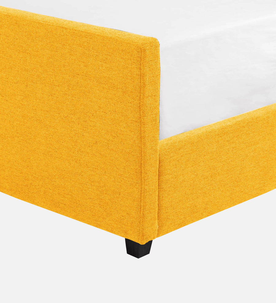 Pollen Fabric Upholstered Queen Size Bed In Bold Yellow Colour - Febonic Living