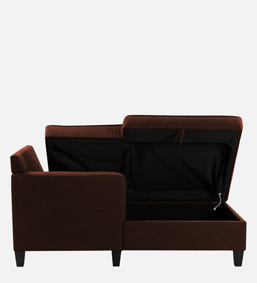 Royee Fabric Lhs Chaise Lounger In Coffee Brown Colour With Storage - Febonic Living
