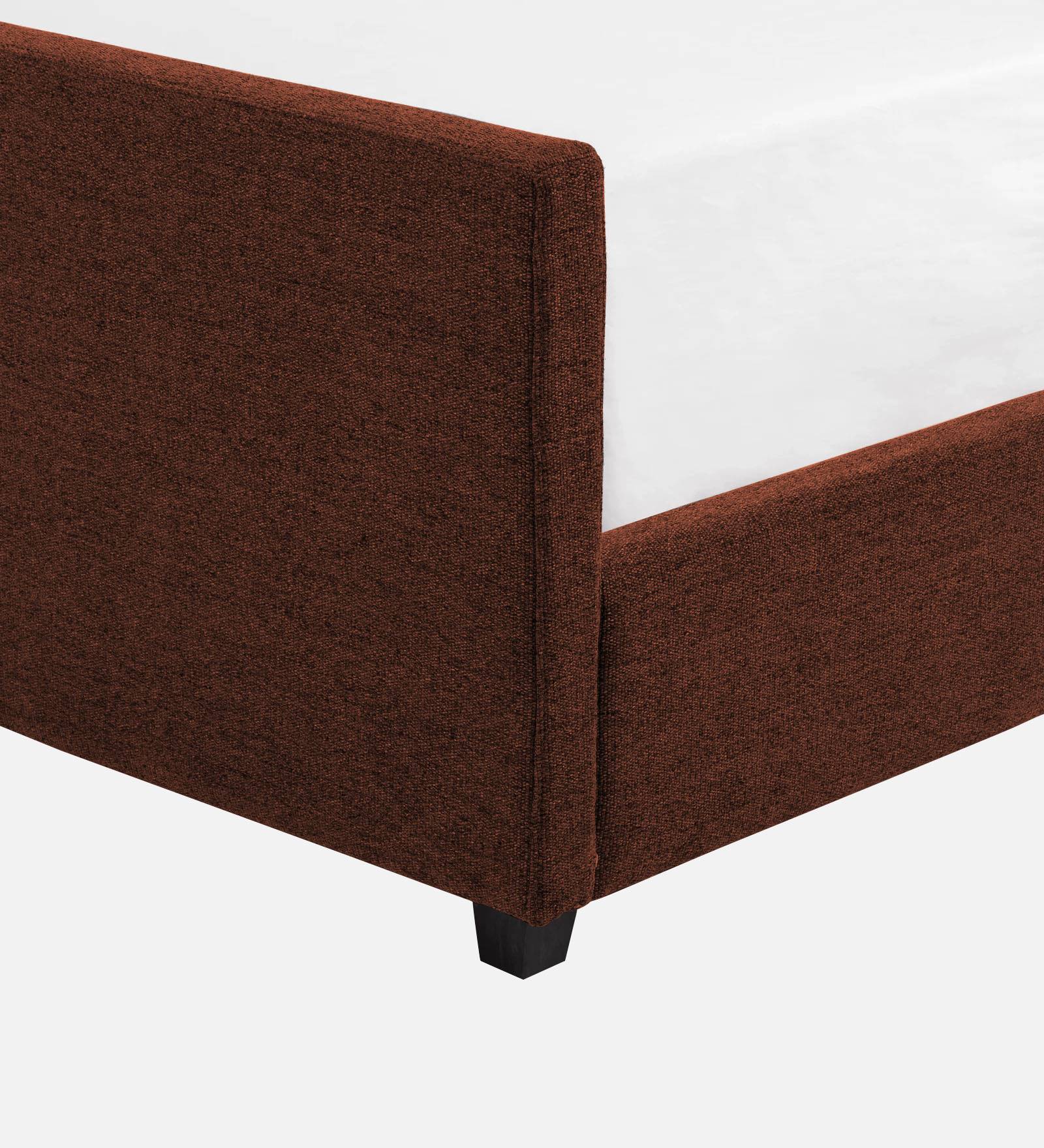 Pollen Fabric Queen Size Bed In Coffee Brown Colour