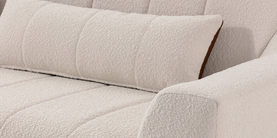 Nesco Boucle Fabric 3 Seater Sofa In Bright White Colour - Febonic Living