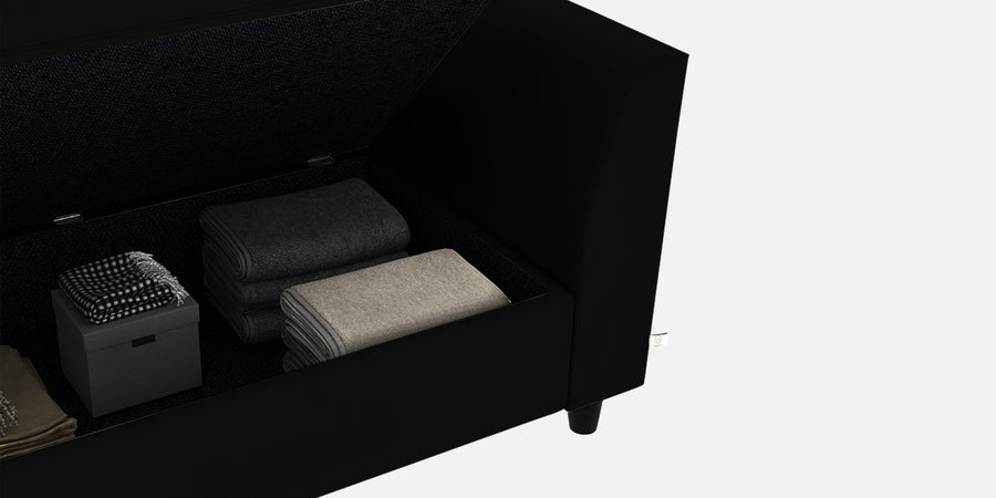 Bristo Velvet 2 Seater Sofa In Adam Black Colour With Storage - Febonic Living