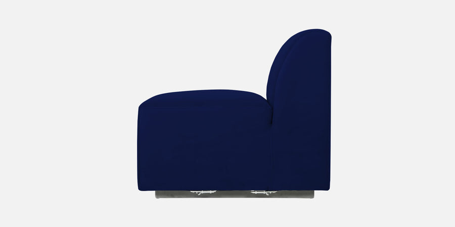 Bufa Velvet Rhs Sectional Sofa In Dark Blue Colour With Ottoman - Febonic Living