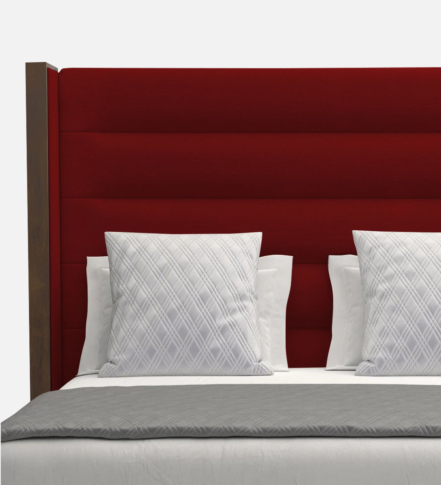 Sunny Fabric Upholstered Queen Size Bed In Blood Maroon Colour - Febonic Living