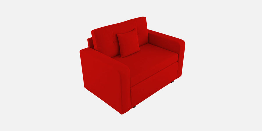 Rocky Fabric 2 Seater Pull Out Sofa Cum Bed In Ruby Red Colour With Storage - Febonic Living