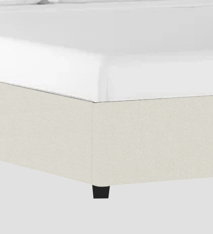 Asyra Velvet Upholstered King Size Bed In Warm White Colour With Box Storage - Febonic Living