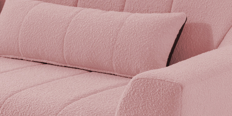 Nesco Boucle Fabric 2 Seater Sofa In Basi Pink Colour - Febonic Living