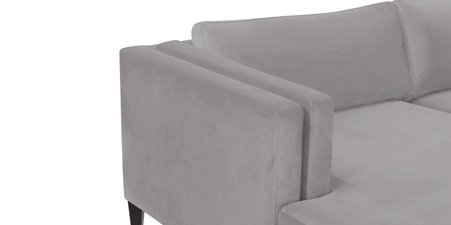 Jasper Velvet Rhs Sectional Sofa 3 Lounger In Concrete Grey Colour - Febonic Living