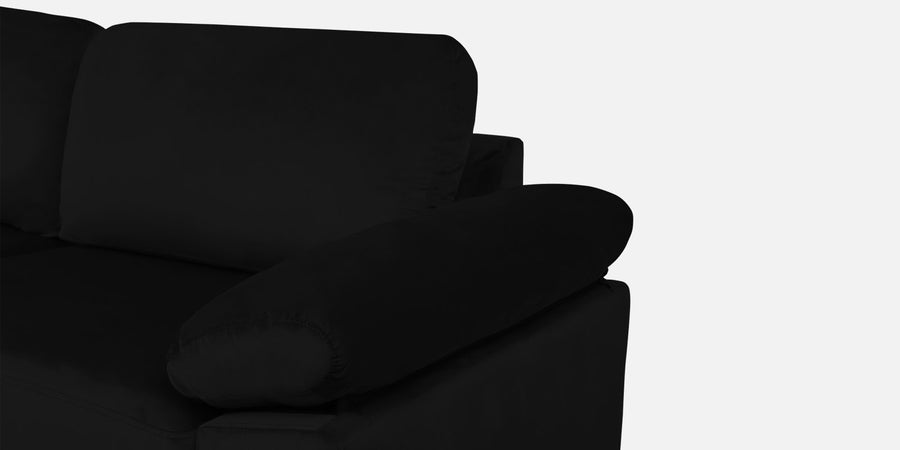 Vegas Velvet Lhs Sectional Sofa 3 Lounger In Adam Black Colour - Febonic Living