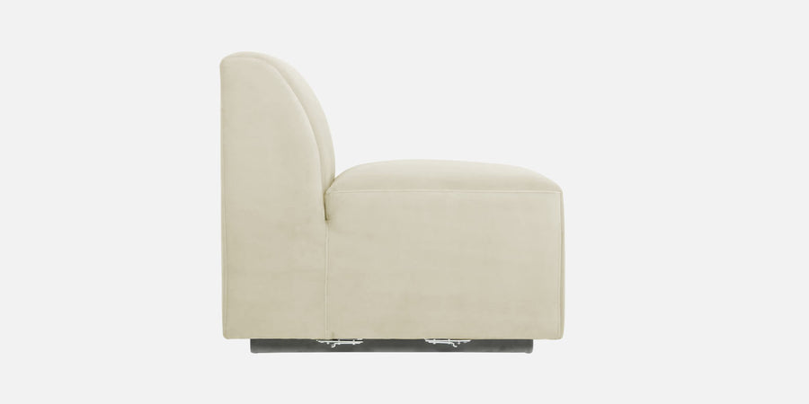 Bufa Velvet Lhs Sectional Sofa In Warm White Colour With Ottoman - Febonic Living