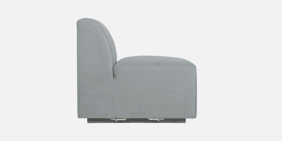 Bufa Velvet Lhs Sectional Sofa In Pearl Grey Colour With Ottoman - Febonic Living