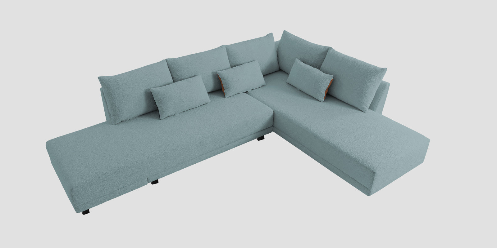 Ira Boucle Fabric LHS 6 Seater Convertible Sofa Cum Bed In Stormy Blue Colour - Febonic Living
