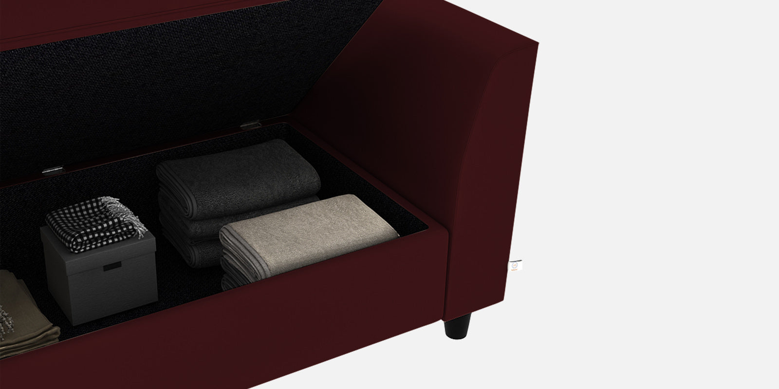 Bristo Velvet 2 Seater Sofa in Blood Maroon Colour With Storage