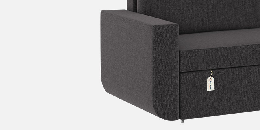Grace Fabric 3 Seater Pull Out Sofa Cum Bed In Maba Grey Colour With Storage - Febonic Living