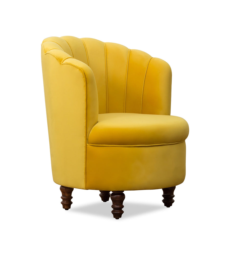 Clark Velvet Slipper Chair In Turmeric Yellow Colour - Febonic Living