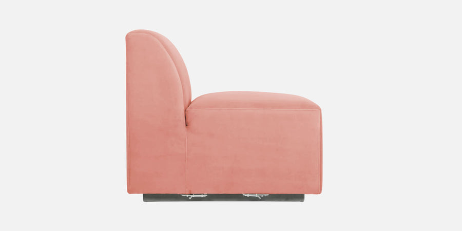 Bufa Velvet Lhs Sectional Sofa In Blush Pink Colour With Ottoman - Febonic Living