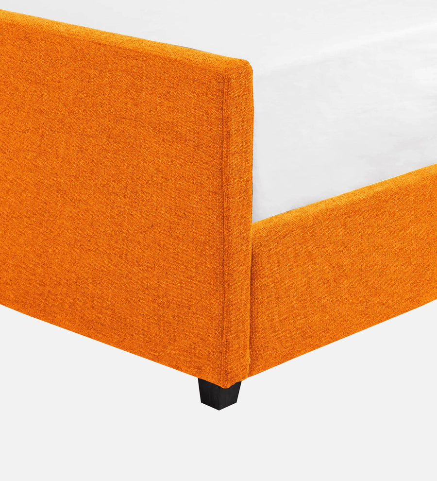 Pollen Fabric Upholstered Queen Size Bed In Vivid Orange Colour - Febonic Living