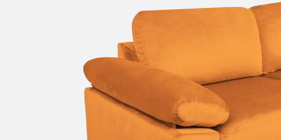Vegas Velvet Rhs Sectional Sofa 3 Lounger In Tangerine Orange Colour - Febonic Living