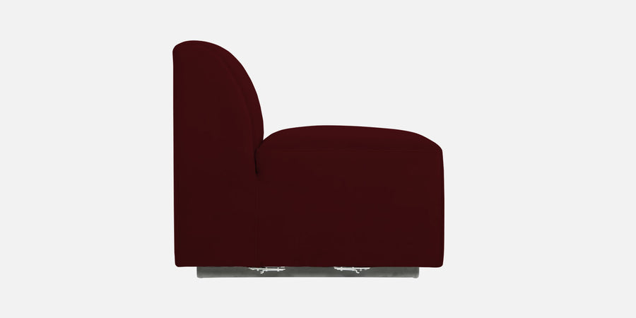 Bufa Velvet Lhs Sectional Sofa In Dark Maroon Colour With Ottoman - Febonic Living