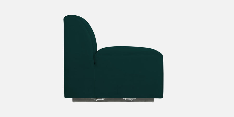 Bufa Velvet Lhs Sectional Sofa In Forest Green Colour With Ottoman - Febonic Living