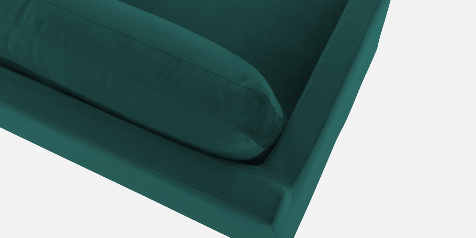 Jones Velvet LHS Sectional Sofa (3+Lounger) In Pine Green Colour