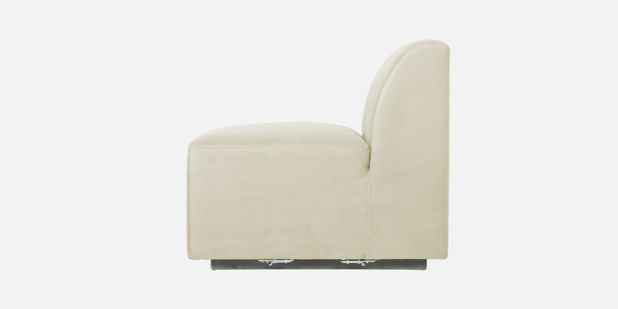 Bufa Velvet Rhs Sectional Sofa In Warm White Colour With Ottoman - Febonic Living