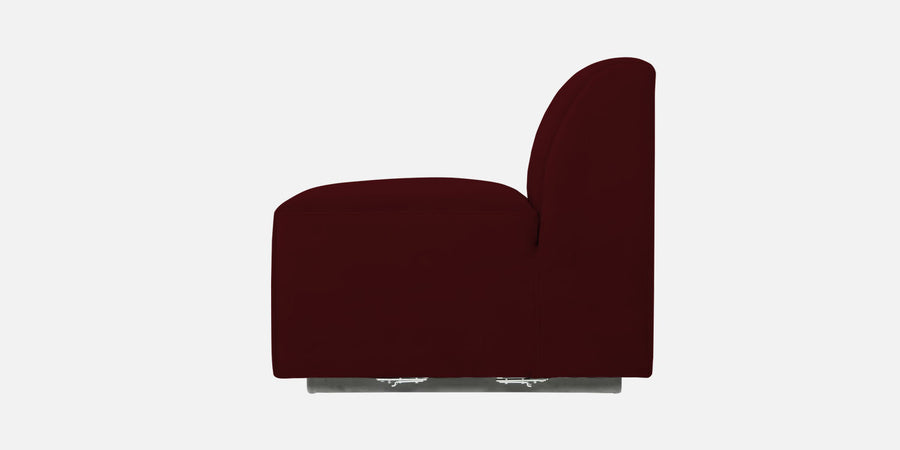 Bufa Velvet Rhs Sectional Sofa In Dark Maroon Colour With Ottoman - Febonic Living