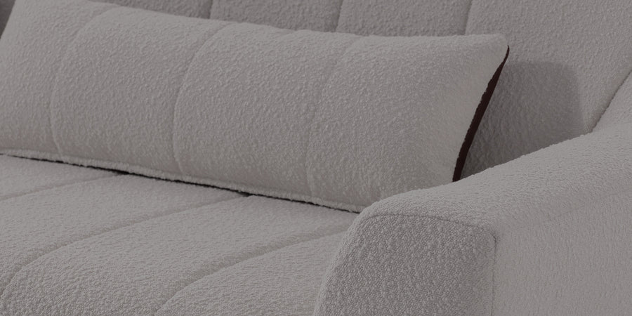 Nesco Boucle Fabric 3 Seater Sofa In Sweden Grey Colour - Febonic Living