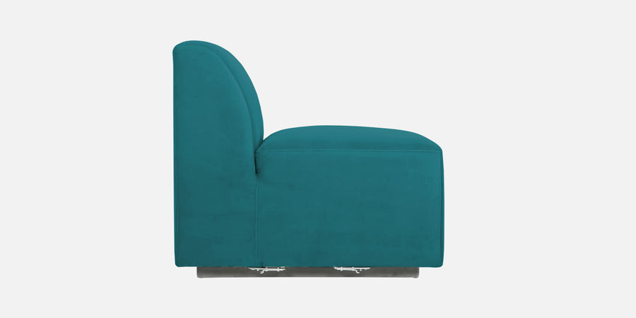 Bufa Velvet Lhs Sectional Sofa In Arabian Green Colour With Ottoman - Febonic Living