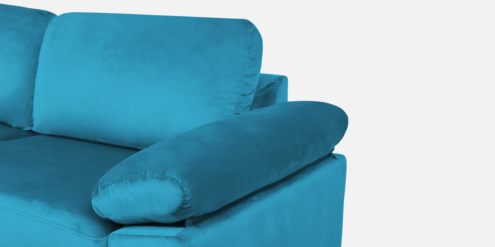 Vegas Velvet LHS Sectional Sofa (3+Lounger) In Aqua blue Colour