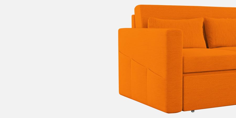 River Fabric 3 Seater Pull Out Sofa Cum Bed In Vivid Orange Colour - Febonic Living