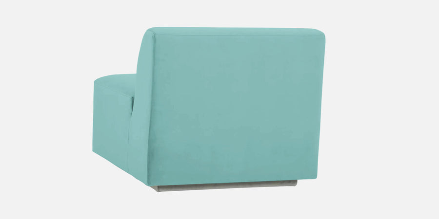Bufa Velvet Lhs Sectional Sofa In Aqua Blue Colour With Ottoman - Febonic Living