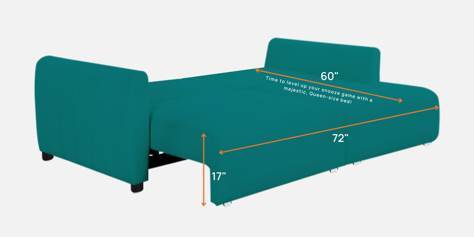 Vima Fabric 3 Seater Pull Out Sofa Cum Bed In Sea Green Colour