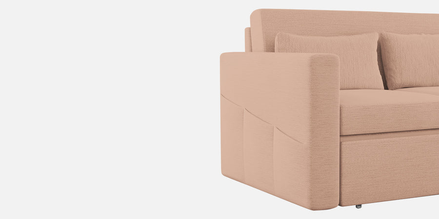 River Fabric 3 Seater Pull Out Sofa Cum Bed In Cosmic Beige Colour - Febonic Living