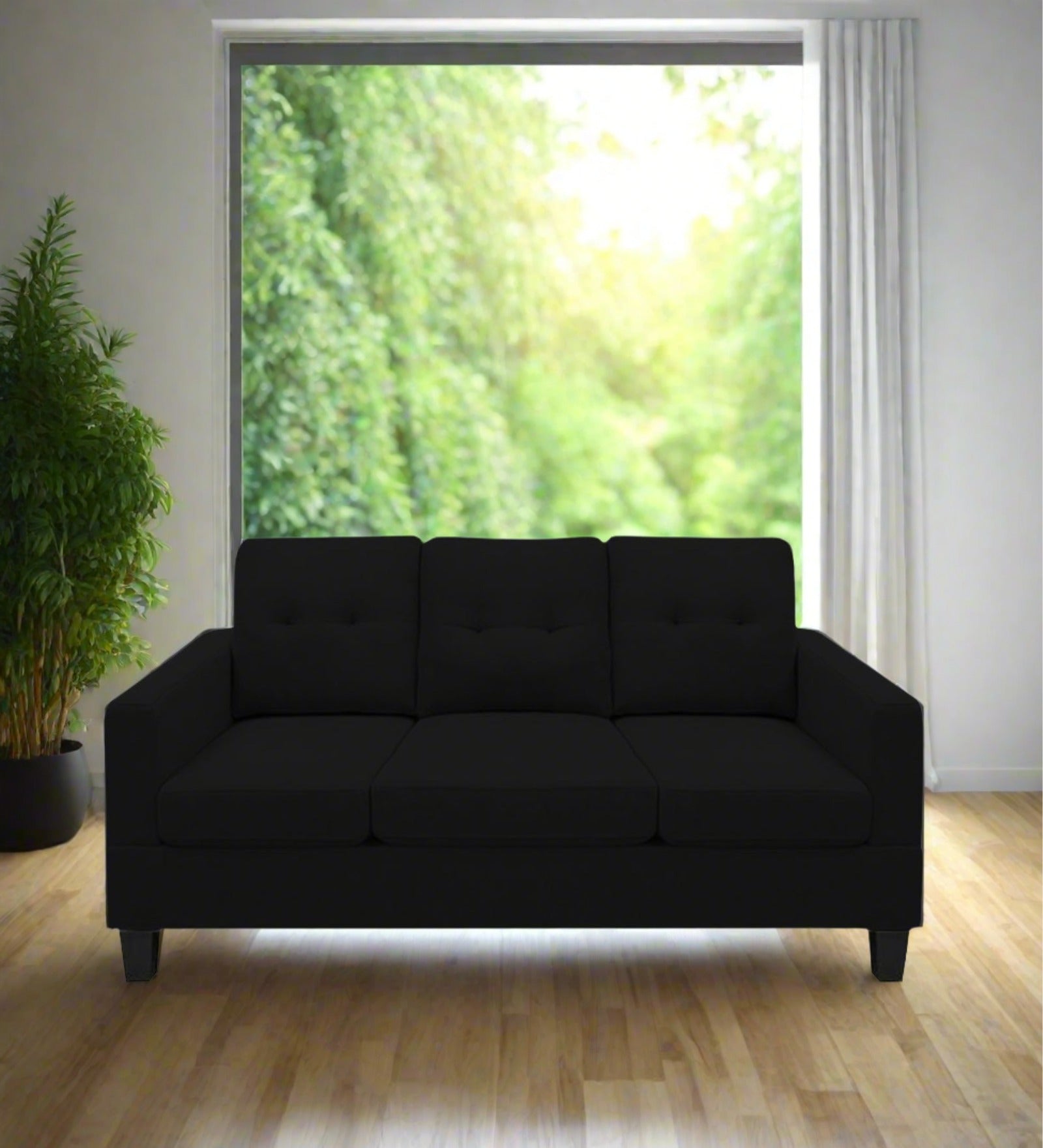 Thomas Fabric 3 Seater Sofa in Zed Black Colour