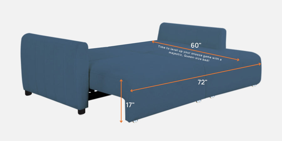 Vima Fabric 3 Seater Pull Out Sofa Cum Bed In Light Blue Colour - Febonic Living