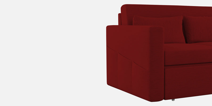 River Fabric 3 Seater Pull Out Sofa Cum Bed In Blood Maroon Colour - Febonic Living